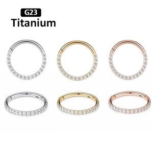 Anneau de nez en titane G23 avec CZ 16G 18G 20G, segment articulé, clicker pour septum, <span class=keywords><strong>tragus</strong></span>, cartilage, daith, bijoux de piercing hypoallergéniques - Product Image 1