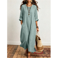 Robe longue ample en ramie pour femme, robe décontractée rétro d'inspiration zen, nouvelle robe longue grande taille