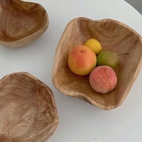 Bol en bois naturel sculpté à la main avec logo personnalisé, grande taille, design créatif irrégulier, idéal pour fruits secs ou comme bol à pétrir la pâte