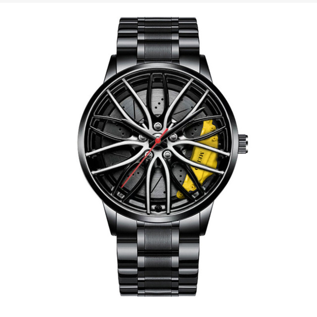 Hot Selling Men's New Cross-border Hot Christmas Style Quartz Luxury Rotating Sports Car Wheel Luminous Business Watch