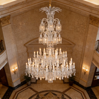 Lustre de mariage suspendu en cristal européen, luminaires suspendus longs pour hôtels de luxe, lustre américain de luxe pour hall d'entrée
