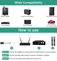 Ensemble de micro Vocal sans fil professionnel, Microphone portable sans fil Uhf à 2 canaux