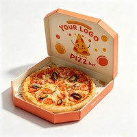 Boîte à pizza en carton ondulé personnalisée, emballage écologique pour restaurant, emballage à emporter pour restauration rapide