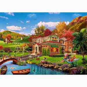 Rompecabezas de 1000 Piezas para Decoración del Hogar, Paisaje de Cabaña con Cascada, Para Adultos - Product Image 6