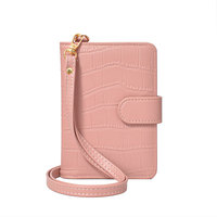 Porte-passeport en cuir végétalien avec crochet Organisateur Couverture de passeport avec porte-carte magnétique et sangle de cou