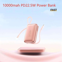 Power Bank Magnetik Nirkabel Kapasitas Tinggi 10000mAh PD 22.5W Pengisian Cepat Kabel Terintegrasi Layar Digital Cat Metalik