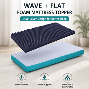 Colchón de espuma compuesta ondulada plana de 7 cm al por mayor de fábrica, 120x200 cm, individual, con funda extraíble con cremallera, enrollado comprimido - Product Image 2
