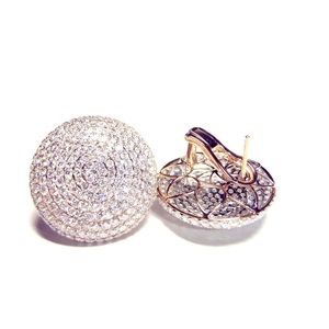 Prix d'usine Chine Micro pavé Or blanc massif 18 carats Diamant 100% naturel Boucles d'oreilles créoles vintage Cadeau de fête Mariage - Product Image 3