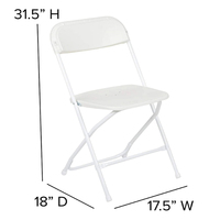 Chaise pliante en plastique blanche empilable pour événements, vente en gros, pas cher, pour mariage en plein air