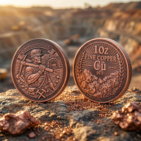 Pièces de monnaie en cuivre personnalisées en usine 999 1 oz 5 oz 10 oz, en métal, haute relief, bronze antique, cuivre fin 999, pièce commémorative