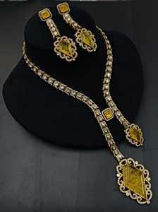 trending moissanite <b>necklace</b> Kundan Gold Plated <b>Necklace</b> with Drop Style Earrings Jewellery Choker <b>Necklace</b> - Product Image 3