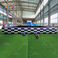 Piste de voitures tamponneuses gonflables WINSUN avec clôture de sécurité pour lieux événementiels, en PVC, installation facile avec souffleur pour usage intérieur/extérieur