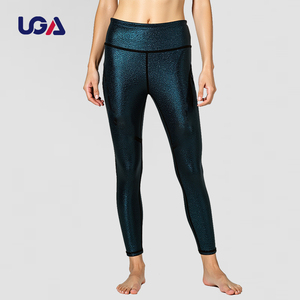 Pantaloni sportivi sportivi a vita alta da <span class=keywords><strong>donna</strong></span> <span class=keywords><strong>Leggings</strong></span> da Yoga in metallo lucido per <span class=keywords><strong>donna</strong></span> - Product Image 1