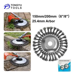 Tête de débroussailleuse rotative en fil d'acier 6 et 8 pouces, roue de coupe robuste pour l'élimination des mauvaises herbes, du gazon et du mousse, nettoyage des pelouses, jardins et allées - Product Image 1