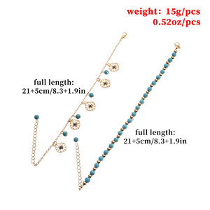 Cavigliera a Doppio Strato con Perline Turchesi e Placcatura in Oro per <span class=keywords><strong>Donne</strong></span>, Gioielli Boho da Spiaggia e Festa - Product Image 5