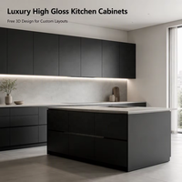 Meubles de cuisine modulaires en panneaux de particules sur mesure, en kit (RTA) pour la rénovation d'appartements et d'hôtels, commande en gros pour projets