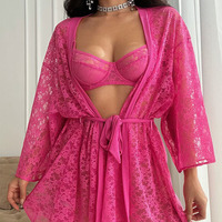 Peignoir Kimono Transparent en Dentelle et Tissu Résille Respirant pour Femme – Lingerie de Nuit Exotique et Vêtements d'Intérieur Séduisants pour l'Été (ODM)