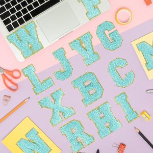 แผ่นแปะตัวอักษรสีพาสเทลกลิตเตอร์แผ่นติดกระเป๋าสีสันสดใสแผ่นแปะติด2.2ระดับคุณภาพสูงสำหรับติดกระเป๋า - Product Image 2