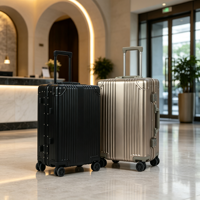 Valise de voyage rigide en aluminium durable de 20/24/28 pouces avec roues silencieuses pivotantes, étanche et coins anti-collision