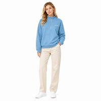 Sudadera con cremallera de un cuarto de cuello, de color liso, estampada, para mujer, con bordado personalizado, de forro polar, oversize, casual, de manga larga