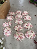 Boules de fleurs artificielles H386 Rose Gypsophile, Hortensia, Blanc Ivoire, Narcisse, décorations de fond de scène de mariage, rangée de fleurs