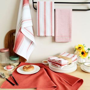 Nouvel ensemble de 4 torchons de cuisine en coton rayé de style nordique, accessoires pour café et thé - Product Image 3