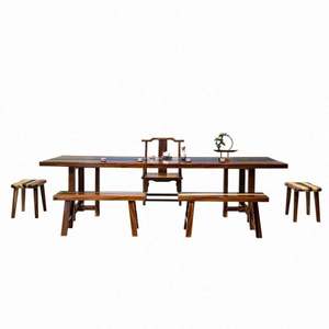 Set di Tavolo <span class=keywords><strong>da</strong></span> Pranzo in Resina Epossidica con Design Marino e 6 Sedie in Legno - Product Image 5