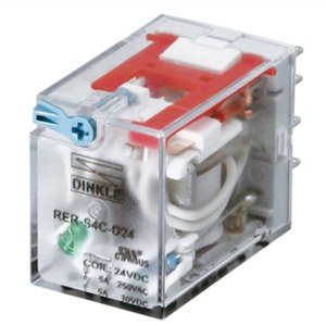 Relé Dinkle Rer S4c D24 24Vdc 2No, Relé Electromagnético Industrial Miniatura para Uso General - Product Image 1