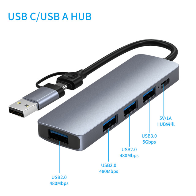 Multifunction Usb C Hub 5-in-1 Type C Hub 60w Pd Power Delivery Charging Type C Hub