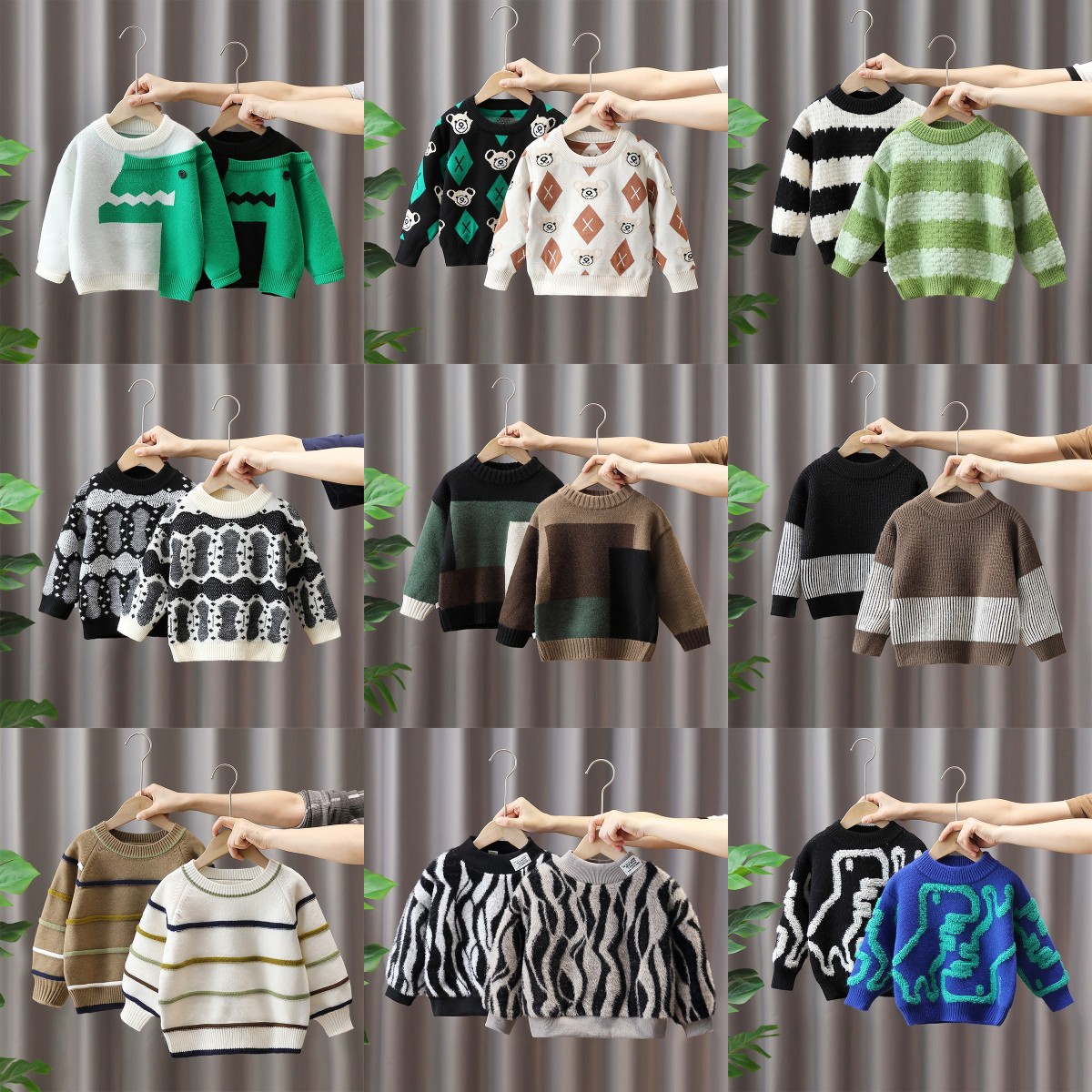 High Quality Skin-Friendly Winter Knitted Girls' Sweaters for Baby New Year Christmas Vintage Style Hoodie Made Cotton