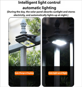 Đèn hàng rào năng lượng mặt trời ngoài trời 21LED 14500 Pin IP65 Chống nước Kẹp kẹp tường năng lượng mặt trời Chức năng cảm biến ánh sáng cho sân vườn - Product Image 3