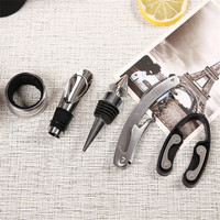 Ensemble cadeau d'accessoires pour le vin BST Wholesale, tire-bouchon en métal moderne en forme de bouteille, 5 en 1, rouge