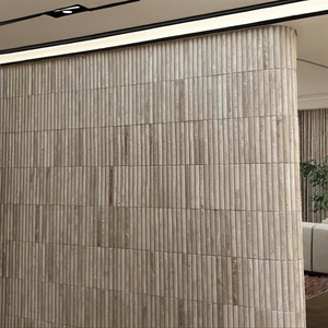 Tuiles de décoration murale extérieure en pierre flexible de style moderne 3D, travertin, colonne romaine, imperméables, ignifuges, design de modèle 3D - Product Image 2