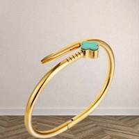 Accessoires Transfrontaliers Bracelets Minimalistes en Acier Inoxydable pour Hommes, Design Papillon en Jade Ethnique, Plaqué Or 18K, Troisième Génération