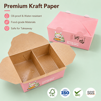 Boîte à lunch Kraft à emporter avec carton pliable en papier kraft pour service de restauration, personnalisation du logo disponible