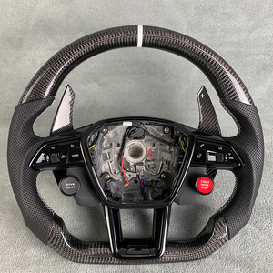 Pantalla LED para <span class=keywords><strong>Audi</strong></span> Q5 <span class=keywords><strong>Q3</strong></span> Q2 Q7 Q8 A4 C8 A6 S6 RS6 A7 S7 RS7 Sport cuero fibra de carbono volante paletas de cambio - Product Image 1