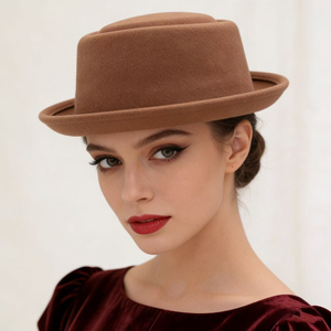 <span class=keywords><strong>Cappello</strong></span> Trilby Pork Pie per <span class=keywords><strong>Uomo</strong></span> e Donna, Classico Tinta Unita con Visiera Curva, 100% Lana, Stile Fedora - Product Image 1