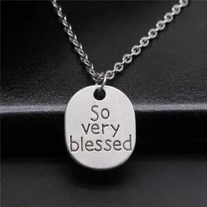 WYSIWYG 22x18mm Antique Silver Plated So Very Blessed Pendant Necklace N2-ABD-C12594