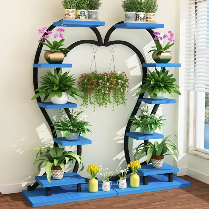 supporto per fiori ruota in ferro battuto tipo di pavimento di vaso di  fiori al coperto scaffale multi-strato di piante da interno