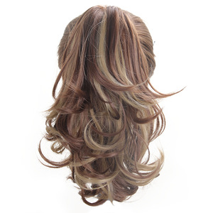 Extensions de cheveux synthétiques de queue de cheval bouclée courte pour femmes queue de cheval noire faux postiche griffe Clip-In Styles de vague droite bâton - Product Image 4