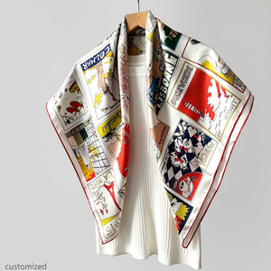 Pañuelo de Seda Twill de 14mm, 100% Seda de Morera, 90x90cm, Cuadrado, Protección Solar, Chal de Lujo para Playa, Venta al por Mayor - Product Image 1