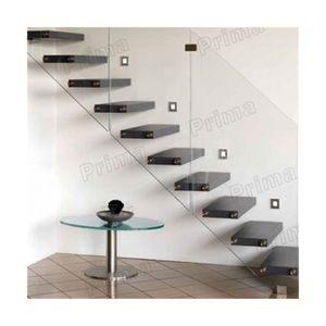 PRIMA Escalera flotante Elegante Escaleras modernas Escalera Barandilla de vidrio Diseño Mejor Salestairs Piedra - Product Image 5