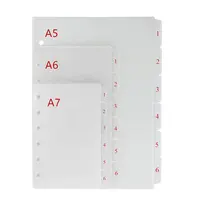 Frosted A5 tab dividers plastic 6 ring punch hole planner Inserts