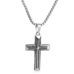 <b>Cross</b> Pendant Necklace Stainless Steel Black Unisex Geometric Design 23040 - Product Image 5