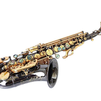 Small Curved Tube soprano Saxophone Bb Key Brass Black Nickel Finish Professional Performance-grade Woodwind Instrument