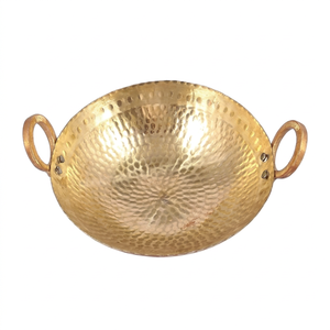 Ustensile de cuisine Kadhai en laiton martelé, fait main, moderne et robuste, pour la maison, le restaurant, la cuisine, avec des bienfaits pour la santé - Product Image 1