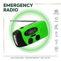 Cargador Portátil Solar de Manivela con 4 Puertos de Carga, 2000 mAh, con Linterna y Radio, Ideal para Viajes de Senderismo