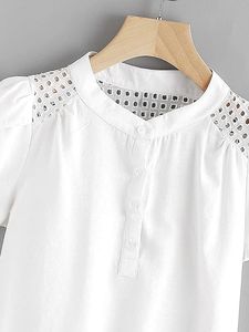 Camicetta ricamata da <span class=keywords><strong>donna</strong></span> con pannello a forma di petalo bianco - Product Image 4