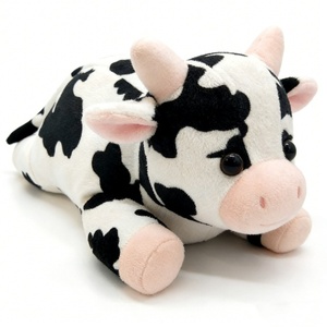 Peluche de vaca lechera negra con manchas, personalizado, con orejas y nariz rosas, suave y esponjoso, juguete de peluche de vaca de granja, regalo. - Product Image 2