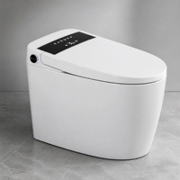 Bidet intelligent sans réservoir avec siège chauffant, cuvette allongée, fixation au sol, écran LED blanc, télécommande incluse